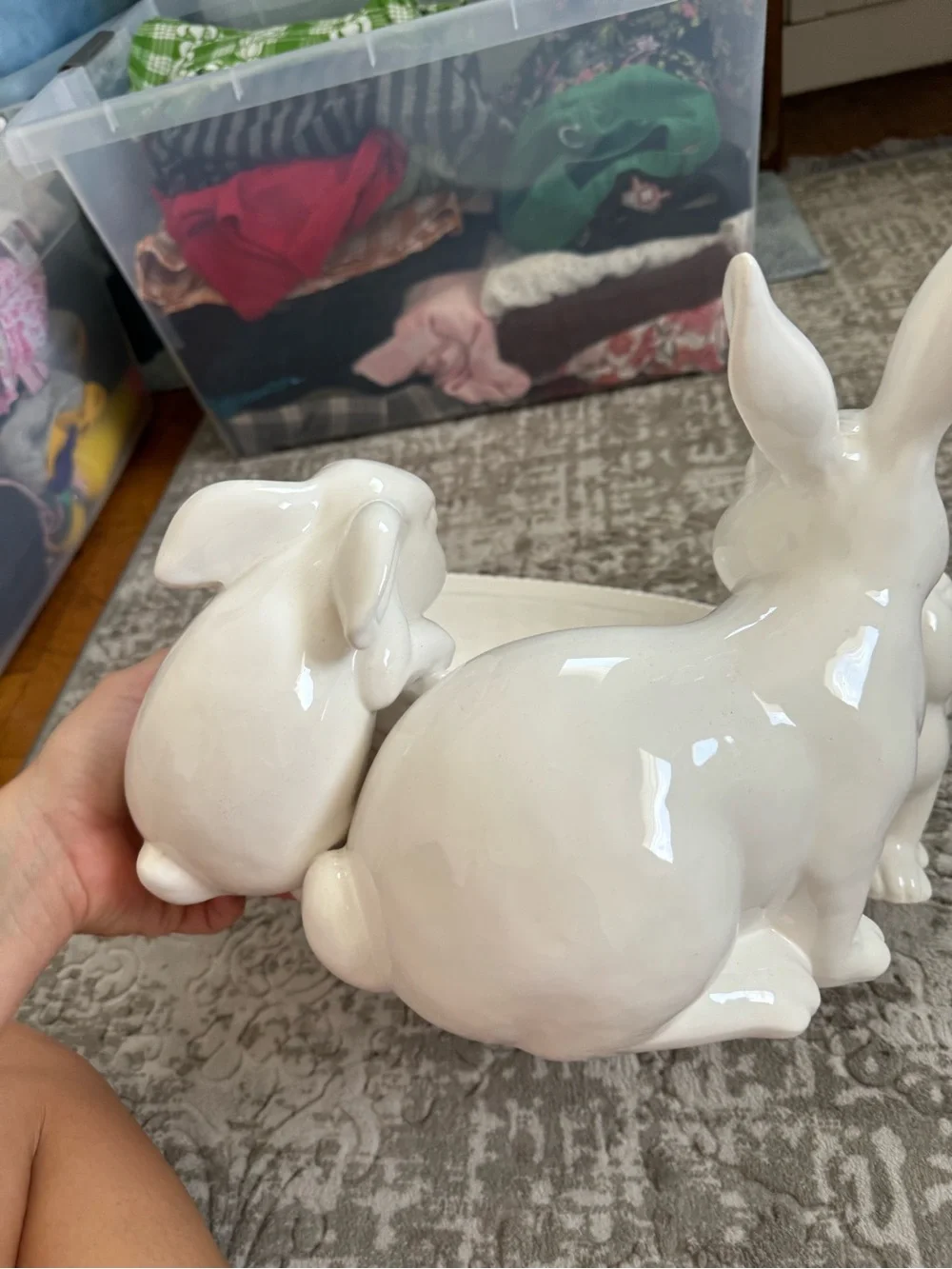 Williams Sonoma Easter White Ceramic Bunny Bowl Trio